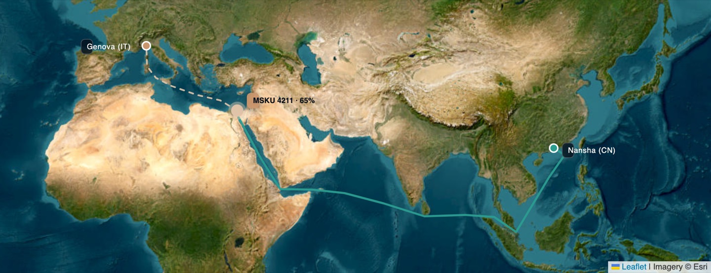 Posizione container su mappa satellitare (demo)
